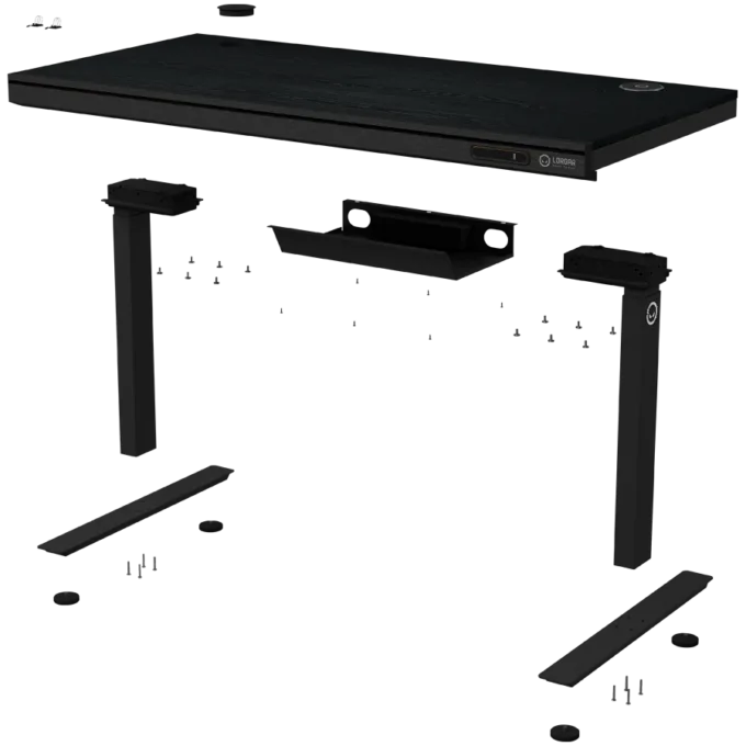 Dual-motor sit/stand adjustable-height gaming desk with wireless charger, RGB lighting, control panel, and USB ports, PB melamine surface tabletop, black. — image 4