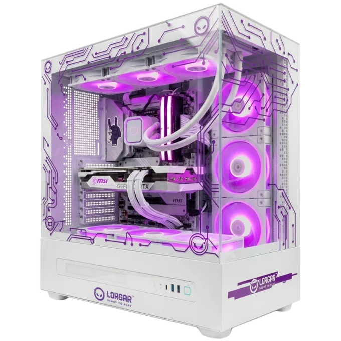 LORGAR PRO P401 - AMD 7800X3D 8C/16T, 360 AIO, NVIDIA RTX 5070Ti 16GB, 32GB@6400mhz, 2TB SSD NVME, 850W PSU, White, 3Y — image 1
