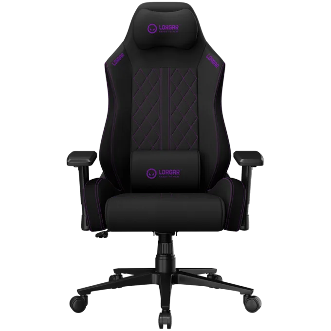 LORGAR CHA41, Ergonomic Gaming Chair Advanced, premium anti-stain fabric, Black/purple — image 1