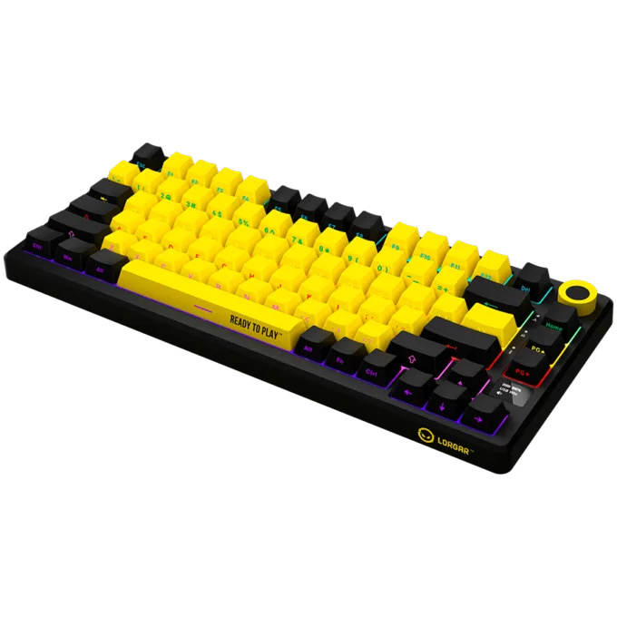 LORGAR KBP7075W, Wireless 75% Mechanical Gaming Keyboard Pro, Black/yellow, EN layout — image 2