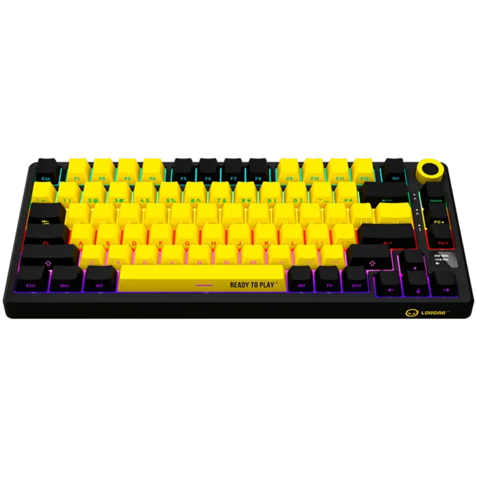 LORGAR KBP7075W, Wireless 75% Mechanical Gaming Keyboard Pro, Black/yellow, EN layout — image 3