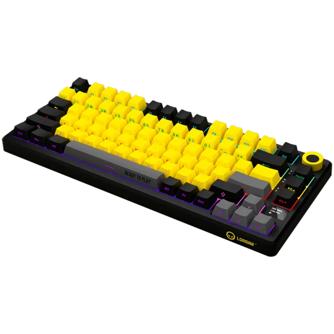 LORGAR KBP7075W, Wireless 75% Mechanical Gaming Keyboard Pro, Black/yellow, EN layout — image 7