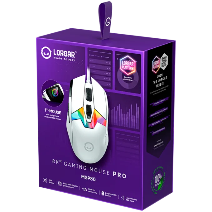 LORGAR MSP80, 8000 Hz Gaming Mouse Pro, White — image 8