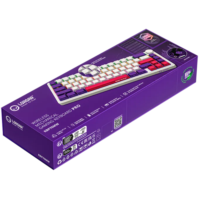LORGAR KBP70MW, Wireless 65% Mechanical Gaming Keyboard Pro, White, EN layout — image 10