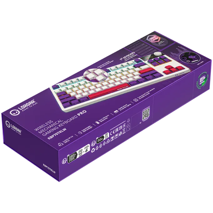 LORGAR KBP70TKLW, Wireless TKL Mechanical Gaming Keyboard Pro, White, EN layout — image 9