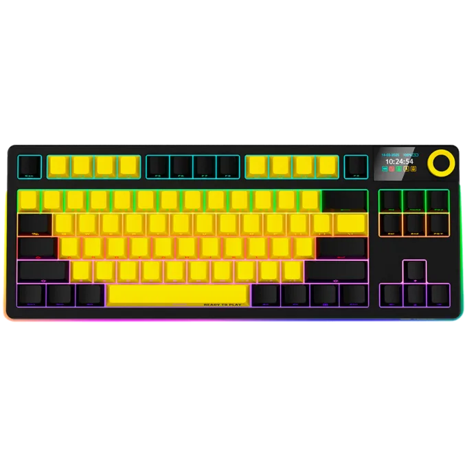 LORGAR KBP70TKLW, Wireless TKL Mechanical Gaming Keyboard Pro, Black/yellow, EN layout — image 1