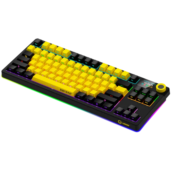 LORGAR KBP70TKLW, Wireless TKL Mechanical Gaming Keyboard Pro, Black/yellow, EN layout — image 2