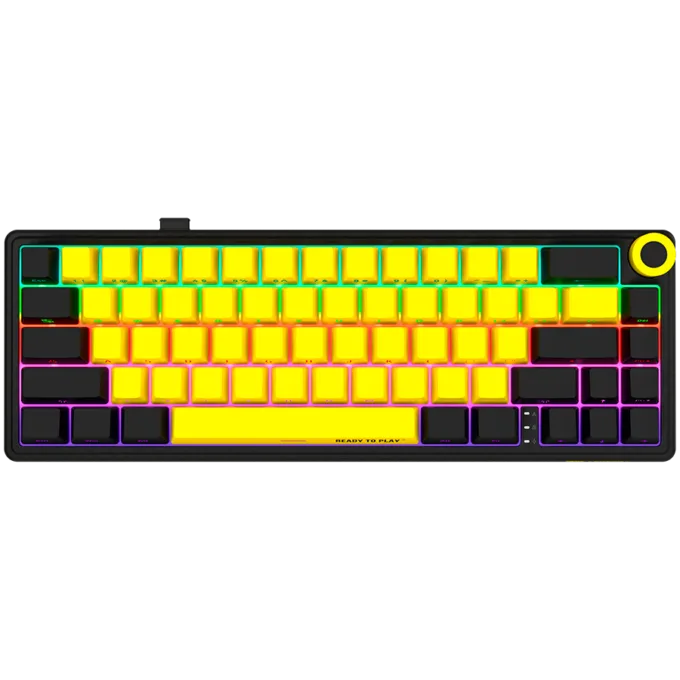 LORGAR KBP70MW, Wireless 65% Mechanical Gaming Keyboard Pro, Black/yellow, EN layout — image 1