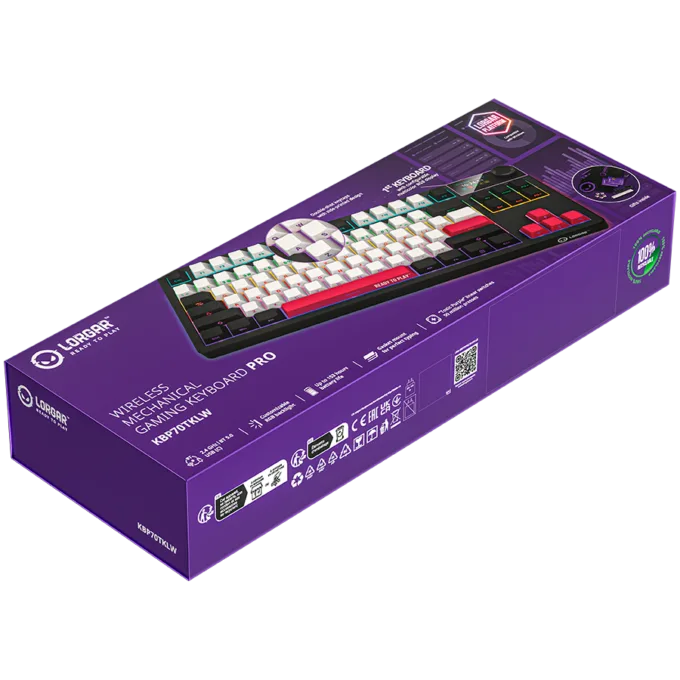 LORGAR KBP70TKLW, Wireless TKL Mechanical Gaming Keyboard Pro, Black/red, EN layout — image 9