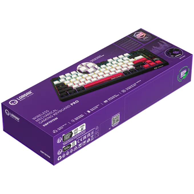 LORGAR KBP7075W, Wireless 75% Mechanical Gaming Keyboard Pro, Black/red, EN layout — image 9