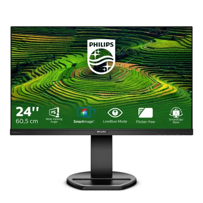 Philips 241B8QJEB - 23.8-inch IPS Full HD 1920x1080 75Hz Monitor with Speakers, USB Hub, VGA/DVI-D/HDMI/DP, Height/Tilt/Swivel/Pivot Adjustable - 250 cd/m2, 5ms, 3-Year Warranty — image 1