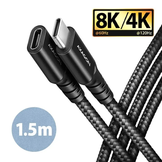 USB-CM extension cable - USB-CF 3.2 Gen 2 PD 240W 1.5m black Axagon — image 1