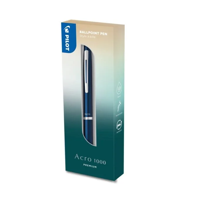 PILOT METALLIC ACROBALL POINT PEN MEDIUM NAVY WITH GIFT BOX — image 1