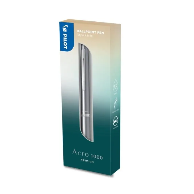 PILOT METALLIC ACROBALL POINT PEN MEDIUM SILVER WITH GIFT BOX — image 1