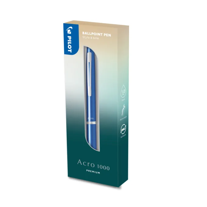 PILOT METALLIC ACROBALL POINT PEN MEDIUM SKY BLUE WITH GIFT BOX — image 1