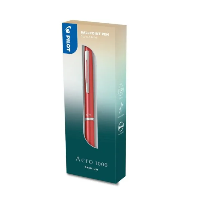 PILOT METALLIC ACROBALL POINT PEN MEDIUM CORAL PINK WITH GIFT BOX — image 1