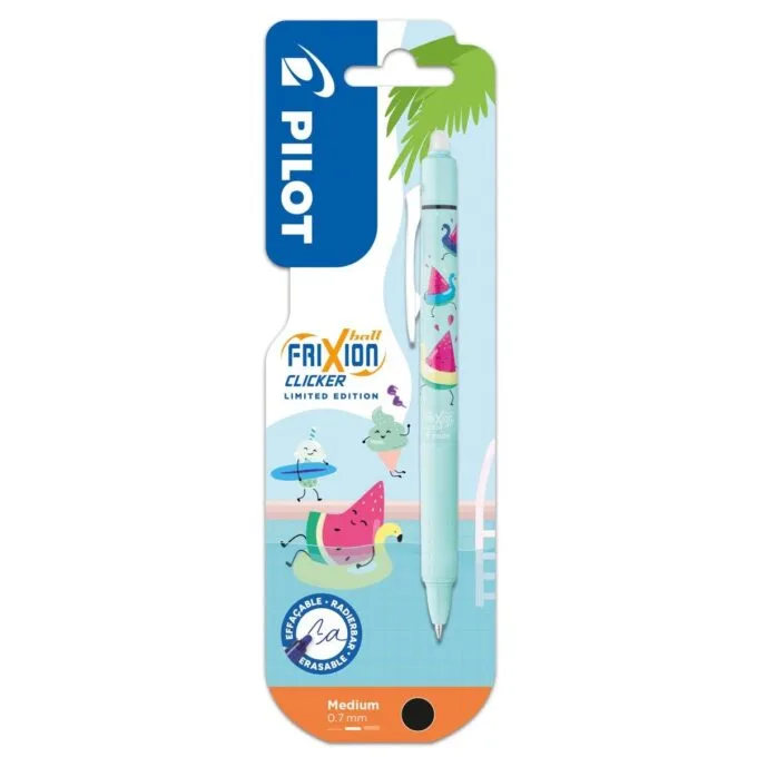 PILOT BLISTER FRIXION CLICKER FANCY POOL PARTY 26 WATERMELON SOFT GREEN BODY R.BALL 0.7MM BLACK INK — image 1