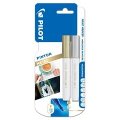 PILOT BLISTER 2 PCS PINTOR MARKER FINE TIP GOLD + SILVER