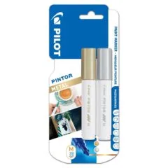 PILOT BLISTER 2 PCS PINTOR MARKER MEDIUM TIP GOLD + SILVER