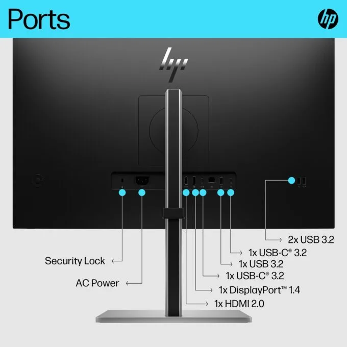 HP E27k G5 4K USB-C Monitor (6N4C4AA) - 27-inch 4K UHD IPS, 60Hz, 5ms, USB-C 65W PD, HDMI 2.0, DP 1.4, Ethernet, Speakers, Height Adjustable — image 4