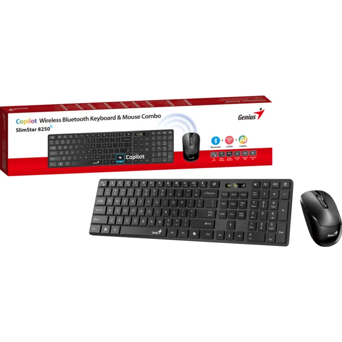 Genius Keyboard-Mouse Set Wireless+BT SlimStar 8250 Black English — image 6
