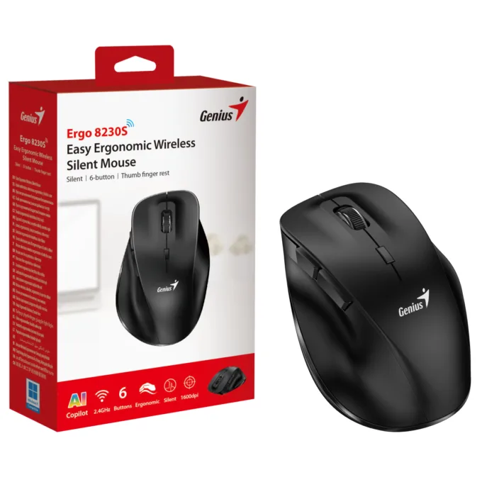 Genius Mouse Wireless Silent Ergonomic Ergo 8230S Black — image 2