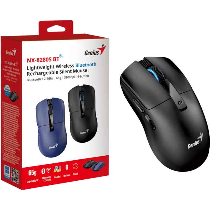 Genius Mouse Wireless+BT Rechargeable & Lightweight 3200dpi NX-8280S Black — image 6
