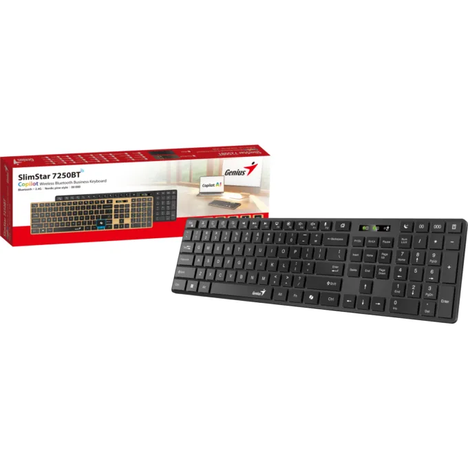 Genius Keyboard Wireless & BT AI Hot Keys SlimStar 7250BT Black English — image 7