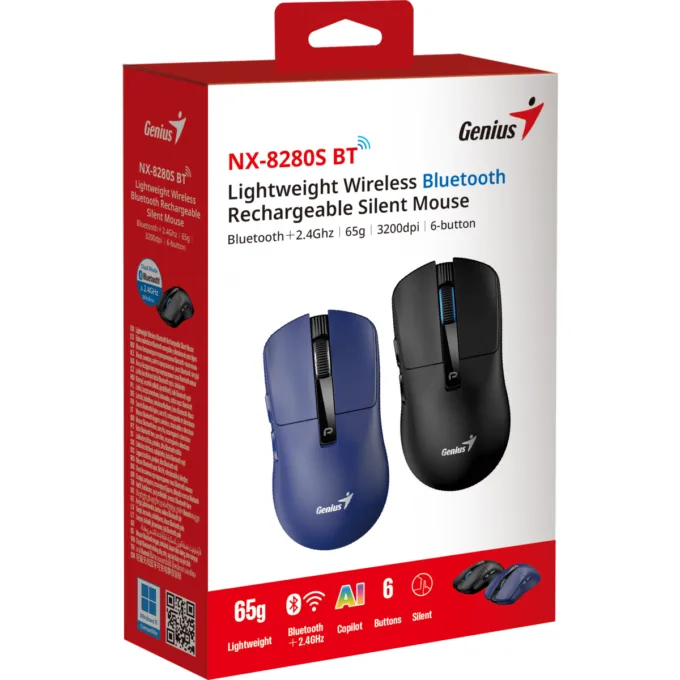 Genius Mouse Wireless+BT Rechargeable & Lightweight 3200dpi NX-8280S Blue — image 7