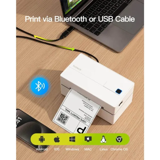 Inatech Label Barcode Printer Thermal Bluetooth & USB PR40 Black — image 3