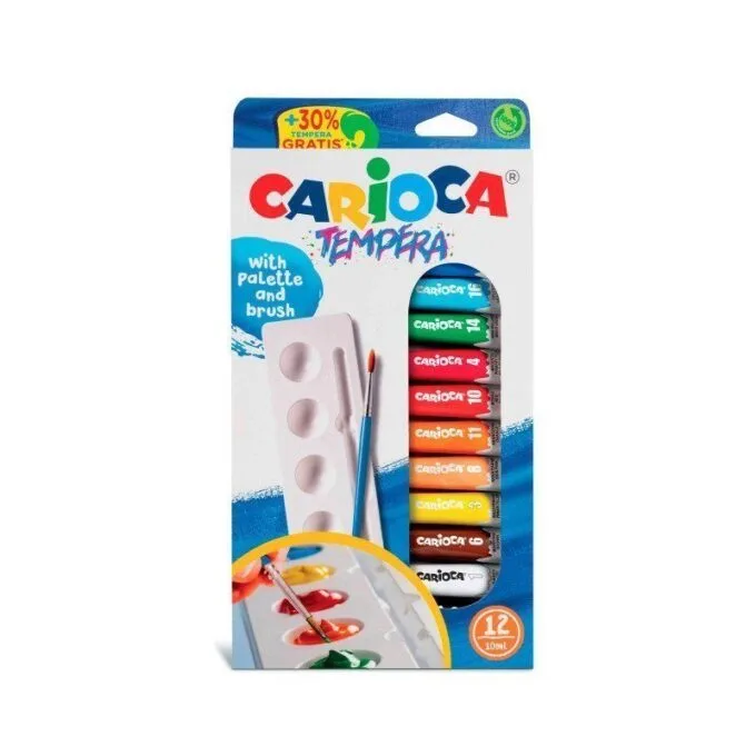 CARIOCA TEMPERA 10ML 12 COLOURS ASSORTED BOX — image 1