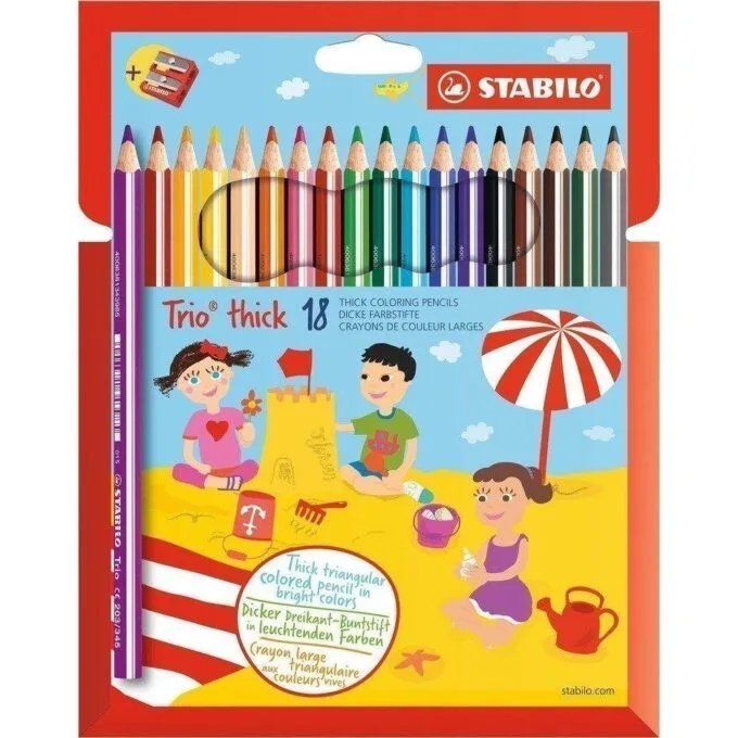STABILO TRIO THICK PENCIL BOX OF 18 PCS WITH SHARPENER — image 1