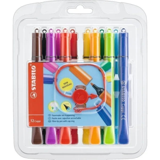 STABILO 12 CAPPI FIBRE-TIP PENS WITH CAP RING — image 1