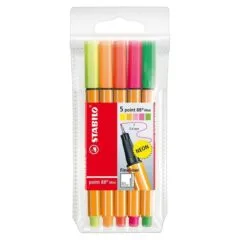 STABILO POINT 88 MINI NEON WALLET OF 5 PCS