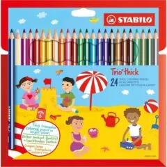 STABILO TRIO THICK PENCIL BOX OF 24 PCS WITH SHARPENER