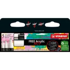 STABILO FREE ACRYLIC WHITE MARKERS ROYAL MIX WALLET OF 3 PCS