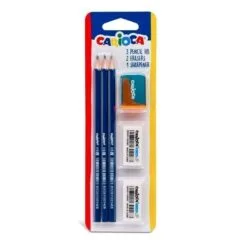 CARIOCA SCHOOL SET BLISTER PENCILS + 2ERASERS + 1SHARPENER