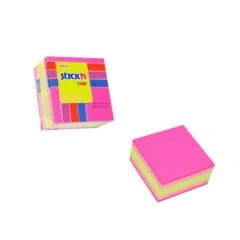 STICK N 76X76mm 400SHEETS/CUBE NEON & PASTEL MIXED