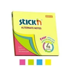 STICK N ALTERNATE NOTE, 76X76MM 100 SHEETS PAD NEON ASSORTED