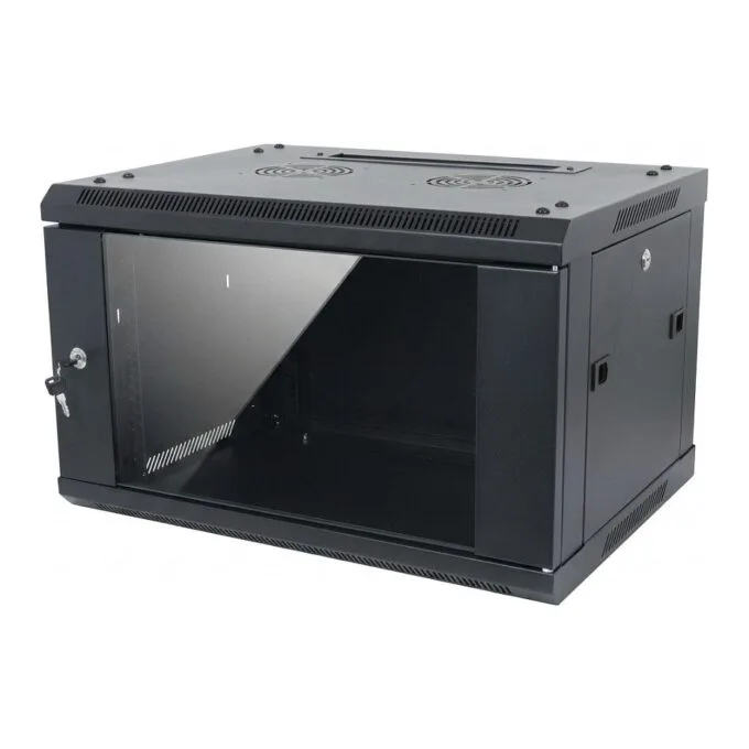 ALLNET Netzwerkschrank 19" 6HE 1-teilig T600mm Schwarz zerlegt(Flat Pack) SMA-Serie — image 1
