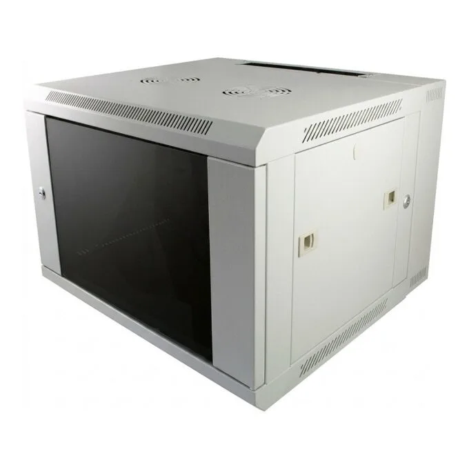 ALLNET network cabinet 19" 12HE 1-part T450mm light gray disassembled (flat pack) SMA series — image 1