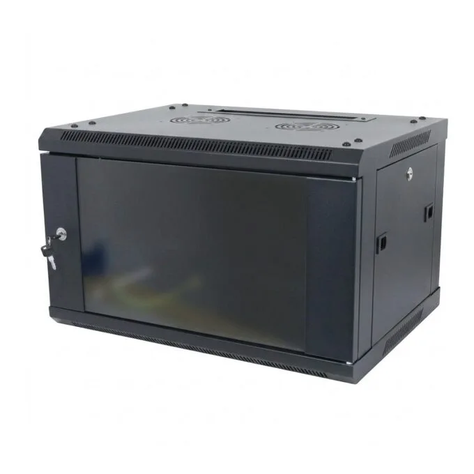 ALLNET network cabinet 19" 15HE 1-part T600mm black disassembled (flat pack) SMA series — image 1