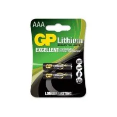 GP AAA LITHIUM PLUS BATTERIES - 2 PCS BLISTER
