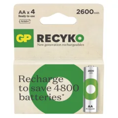GP AA RECYKO BATTERIES 2600 MAH 4 PCS BLISTER