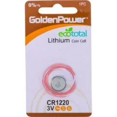 1PC/CARD GOLDEN POWER 3V LITHIUM BUTTON CR1220