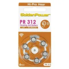 6PC/CARD GOLDEN POWER 1.4V HEARING AID ZINC AIR A312 PR41