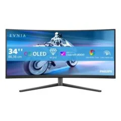 Philips Evnia 34M2C8600 - 34-inch Curved QD-OLED Gaming Monitor, WQHD 3440x1440, 175Hz, 0.03ms, FreeSync Premium Pro, G-SYNC Compatible, USB-C 90W, Speakers, Height/Swivel/Tilt