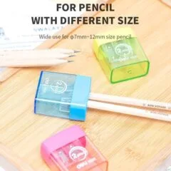 DELI PENCIL SHARPENER 2 HOLES WITH CANISTER ASSORTED BLISTER