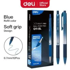 DELI BALL POINT PEN RETRACTABLE SOFT GRIP 0.7MM BLUE