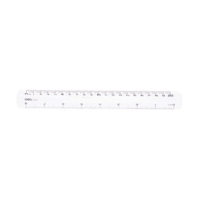 DELI PS RULER EASY-GRAB 20CM TRANSPARENT — image 1